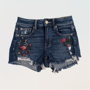 American Eagle Sz 4 Embroidered Floral Jean Shorts